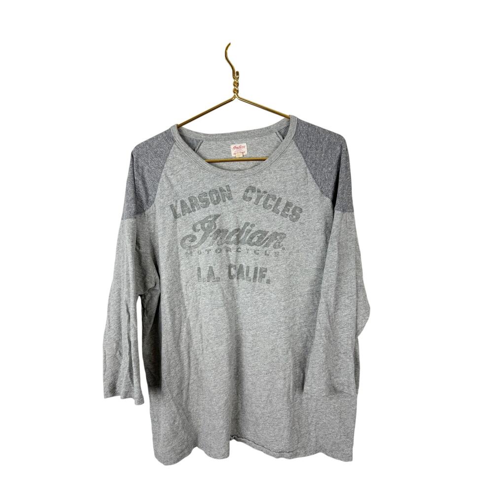 Lucky Brand x Indian Motorcycle Gray 3/4 Sleeve Baseball T-Shirt XL